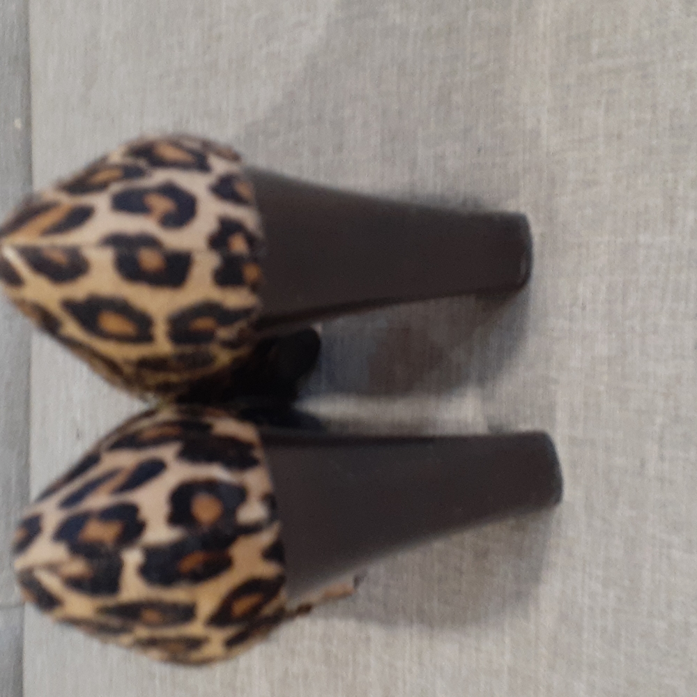 Micheal Michael Kors leopard open toe slipon  heel shoe size 7.5M - Picture 5 of 12